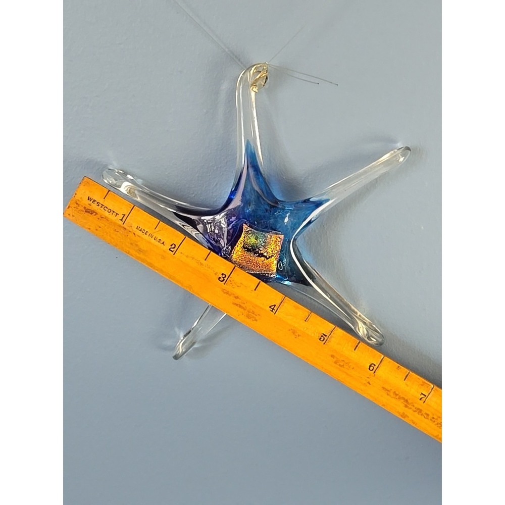 Luke Adams Original Blown Glass Star Fish Ornament Sun Catcher Dichroic Signed - Picture 8 of 8